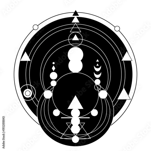 Geometric shapes in circular pattern.