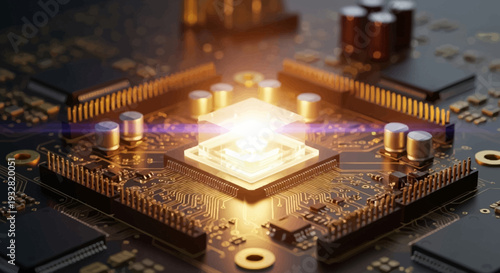 Central Processing Unit Closeup Electronic Component.