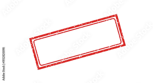 This distressed rectangular red grunge rubber stamp vector illustration design provides an empty border frame with textured edges for text and graphic elements.