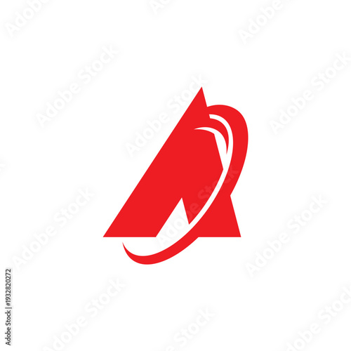 Red Abstract A Letter With Circle Geometric Logo