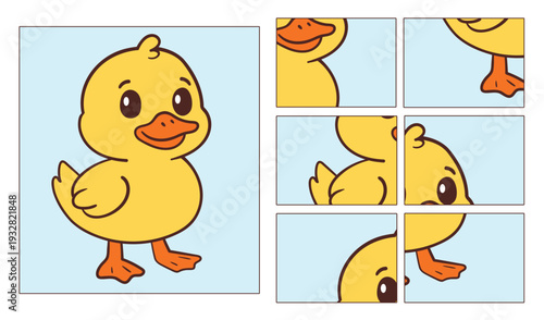 Cut out the puzzle pieces and place them in the correct positions to complete the duck image. Practice logic, observation, and fine motor skills. Find the Match. Spot it