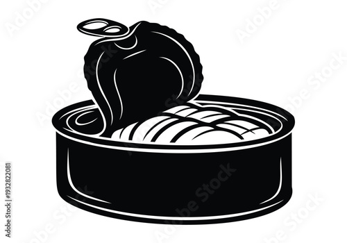 Open Tin Can Illustration with Sliced Contents opened