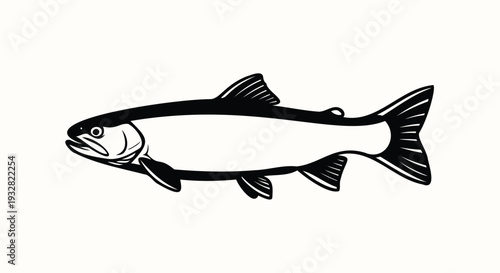 Salmon Fish Silhouette On White Background