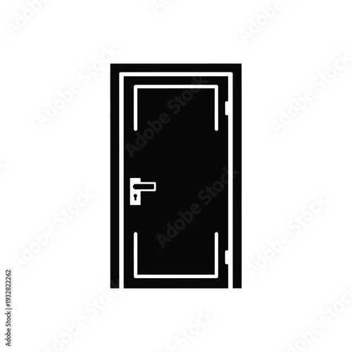 Silhouette of a closed door with a handle entrance