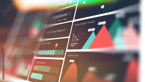 Bild auf Leinwand Data visualizations show financial reports for company performance in a digital