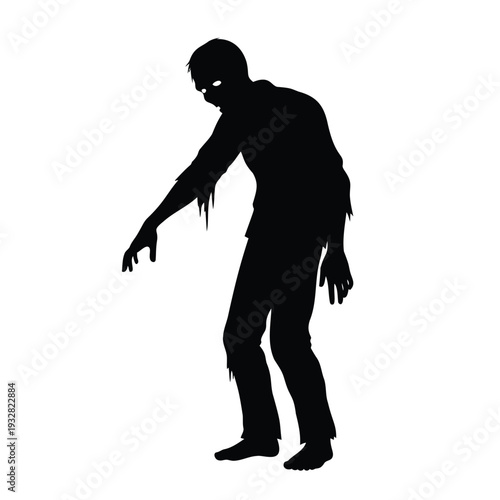 Zombie silhouette with tattered clothes undead monster