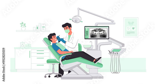 Dentist examining patient in modern dental clinic 2.