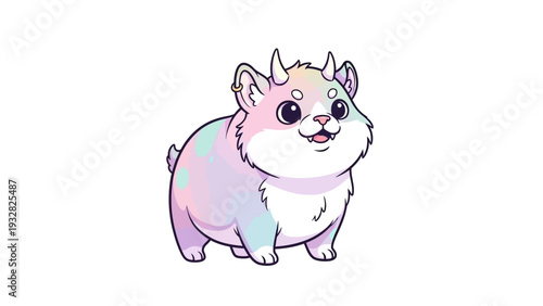 Cute mythical creature with horns and pastel colors