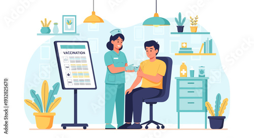 Nurse administering vaccine to patient in clinic setting 1.