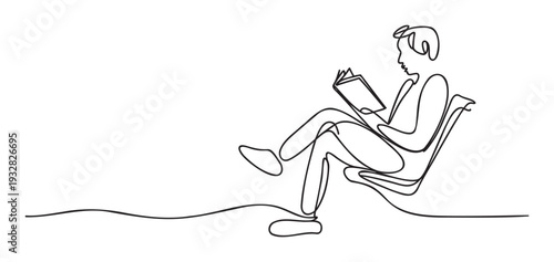 Simple graphic depiction of a reader relaxing on a seat with a book in hand, suitable for cultural event promotions or library related campaigns.