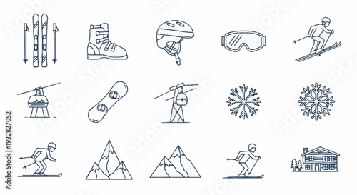 Collection of Winter Sports Icons and Symbols.
