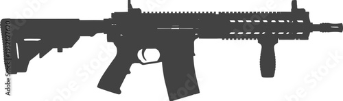 Rifle silhouette icon for military and security concepts, black vector illustration