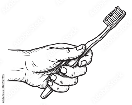 A human hand grasps a toothbrush, perfect for dental hygiene campaigns, health awareness promotions, or personal care product advertising.