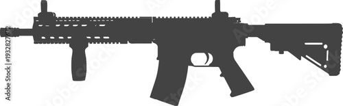 Rifle gun silhouette icon for military and defense concepts, black vector illustration