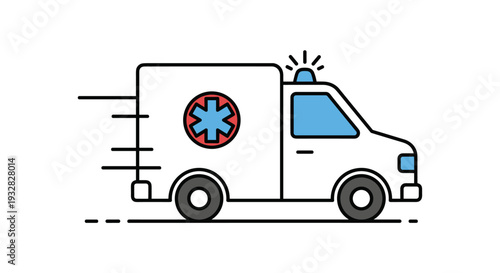 Fast Moving Emergency Ambulance Line Icon