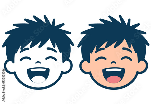 Cute Smiling Boy Face Illustration