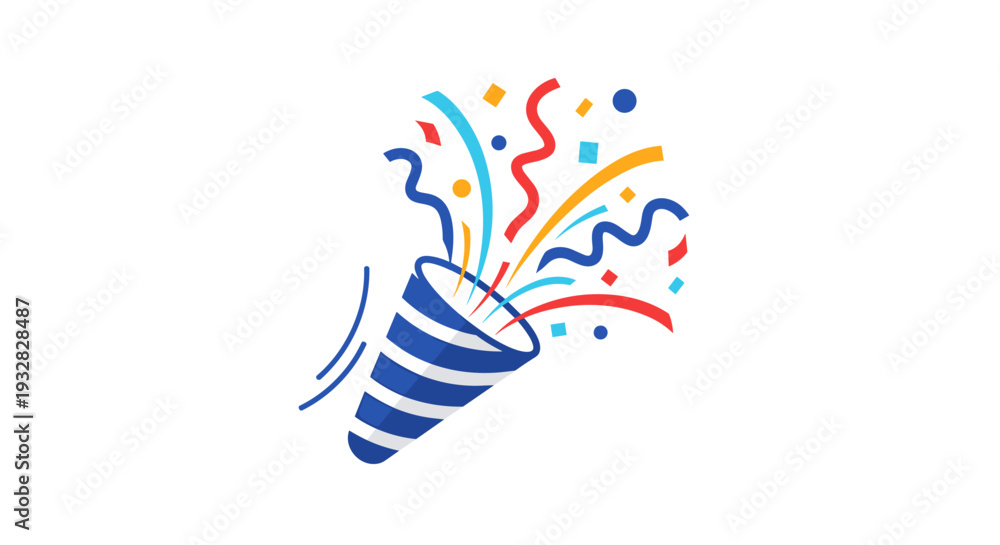 Obraz premium Exploding Party Popper with Colorful Confetti and Streamers