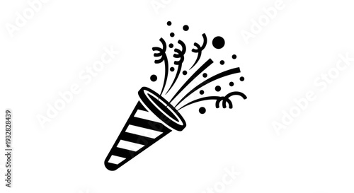 Exploding Party Popper with Confetti Celebration Icon