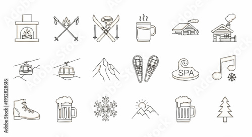 Collection of Various Camping Icons and Symbols.