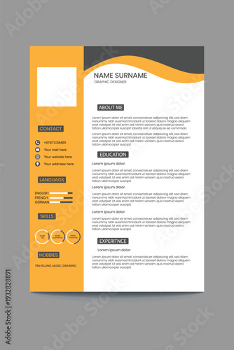 Minimalist CV template. Clean resume and cover letter layout design. Vector illustration. Clean Resume Layout, Minimalist resume cv template, Resume design template