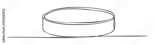 Simple black outline drawing of a basic geometric cylinder shape lying horizontally on a surface, perfect for educational materials, design projects, or minimalist graphic resources