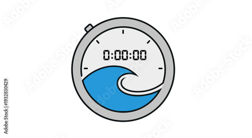 Surfing Timer Icon: Wave, Stopwatch, Time, Sport, Ocean, Activity