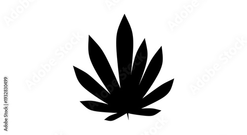 Black cannabis leaf icon on white background.