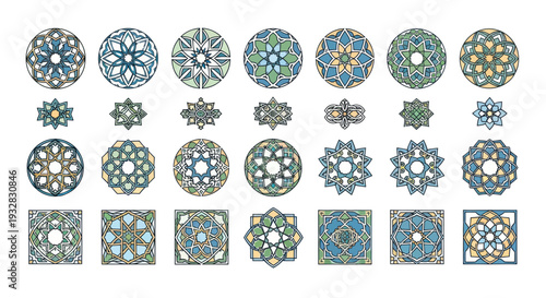 Geometric Patterns Collection: Islamic Art Inspired Ornaments, Tiles, and Mandalas