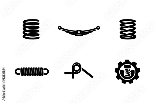 Collection of various spring icons and symbols representing mechanical components
