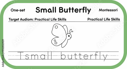 Montessori Small Butterfly Tracing Worksheet for Kids - Practical Life Skills