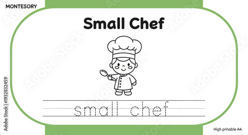 Montessori Small Chef Learning Activity: Tracing Practice for Kids