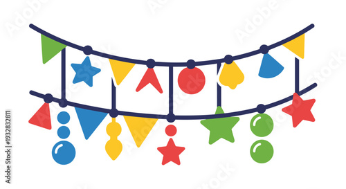 Colorful Party Garland with Festive Shapes and Bunting