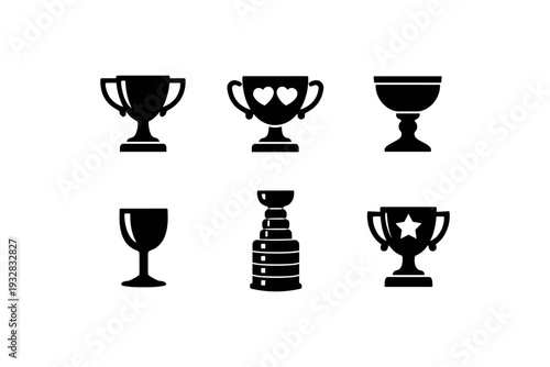 Collection of various trophy and award icons representing achievement and victory