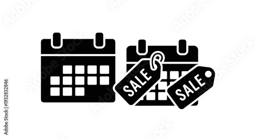 Sale Event Calendar Glyph Icon for Promotional Planning and Discounts