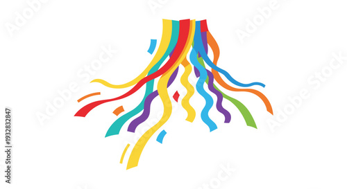 Abstract Colorful Ribbons and Confetti Explosion