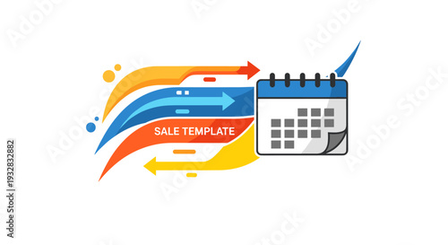 Sale Template Marketing Calendar with Flow Arrows