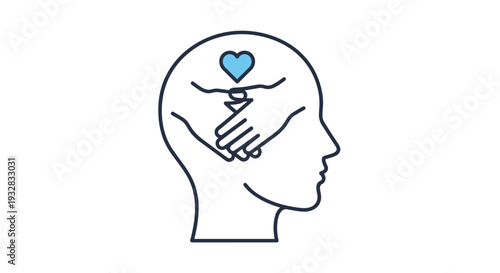 Empathy and Connection in the Mind with Helping Hands and Heart Icon