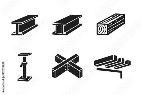 Collection of construction materials and building elements icons