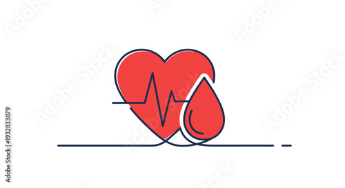 Heart Health and Blood Donation Line Icon