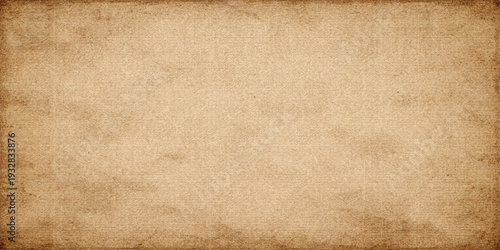 A blank vintage parchment page featuring an aged brown paper texture with a stained grunge pattern and an antique beige canvas design for a retro textured background