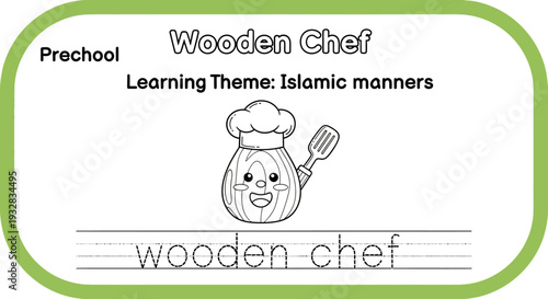 Preschool Wooden Chef Islamic Manners Tracing Activity for Kids