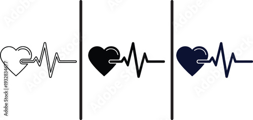 A series of heart rate icons in different colors and styles