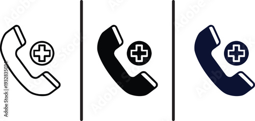 A set of medical phone icons in different colors on a white background