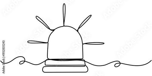 Emergency siren continuous one line drawing, with minimalist style on white background, in outline illustration. 