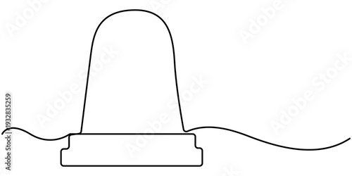 Emergency siren continuous one line drawing, with minimalist style on white background, in outline illustration. 
