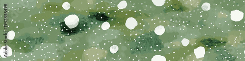 Watercolor green background featuring scattered white and light green polka dots pattern. Watercolor green background with scattered polka dots texture