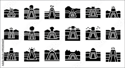 Collection of abstract geometric shapes in various compositions on simple backgrounds