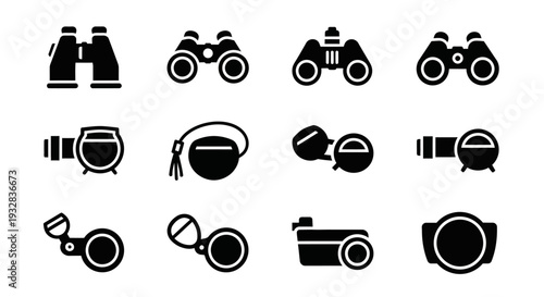 Collection of photography equipment icons arranged neatly for visual representation