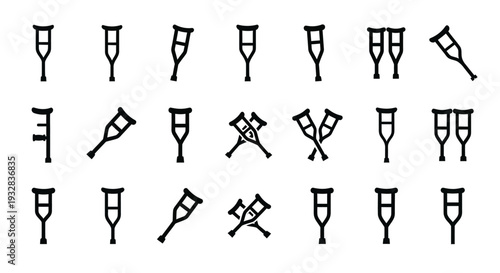 Collection of champagne flutes and crossed swords icons in various orientations displayed on a clean white background from a straightforward viewpoint