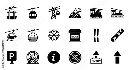 Various Transportation and Information Icons Depicting Travel and Directions in a Simple Illustration Style